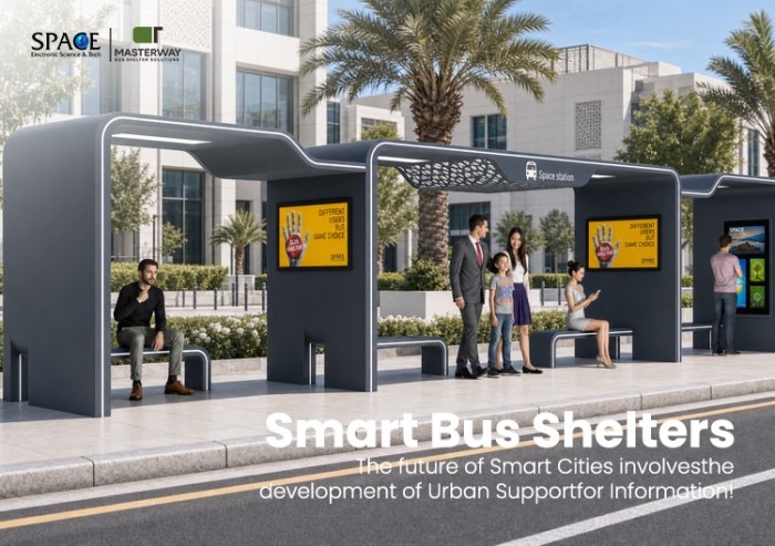 Modular Smart Bus Shelter with Digital Advertising Displays