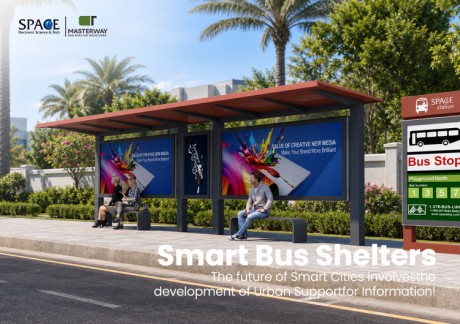 Open Bus Shelter with Advertising Light Boxes | Masterway