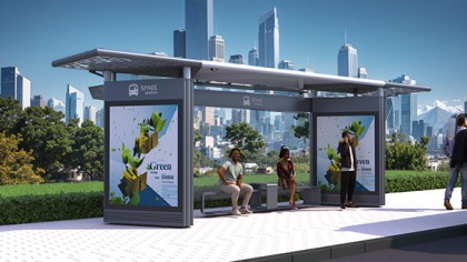 Simple Open Style Strong Steel Metal structure Bus Shelter with Bench for Passengers