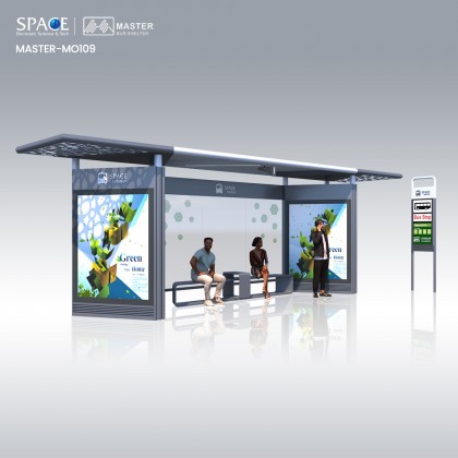 Simple Open Style Strong Steel Metal structure Bus Shelter with Bench for Passengers