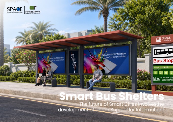 Open Bus Shelter with Advertising Light Boxes | Masterway