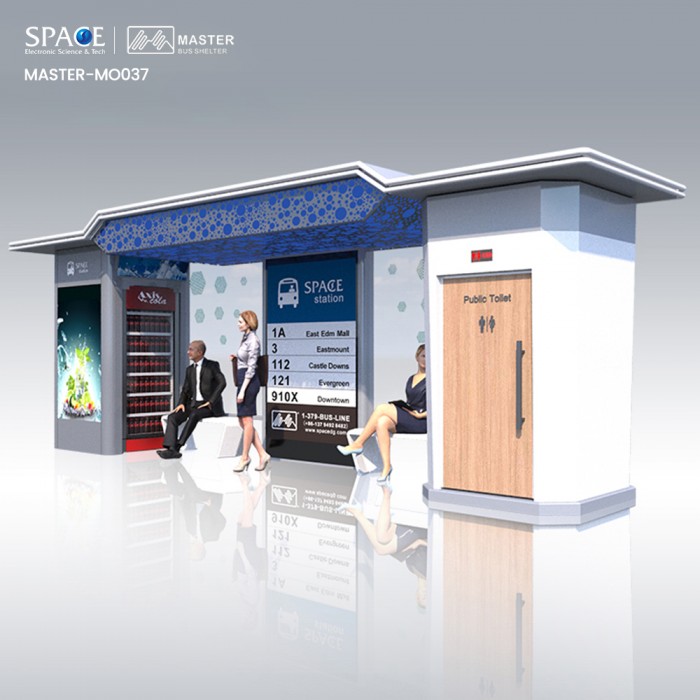 Aluminum Alloy Metal Plate Open Bus Shelter Vending Machine Stylish Bus Shop Station