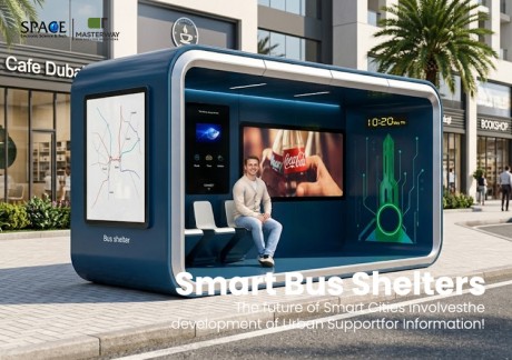 Enclosed Smart Bus Shelter with Digital Advertising Display | MASTERWAY