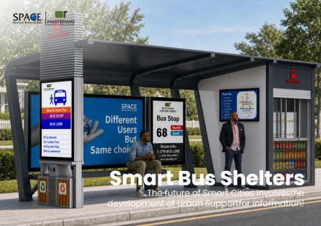 Smart Bus Shelter with Vending Kiosk and Digital Signage