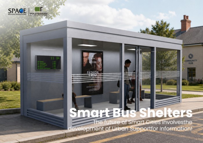Enclosed Smart Bus Shelter with Glass Waiting Room and Digital Display Enclosed Smart Bus Shelter with Glass Waiting Room and Digital Display
