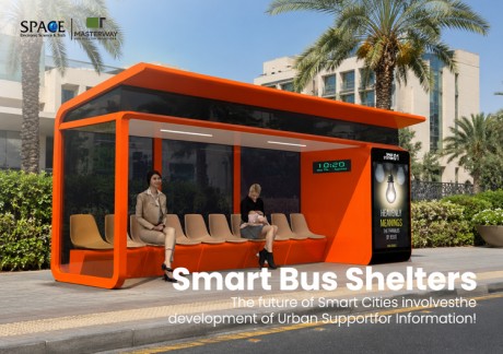 Modern Orange Bus Shelter with Advertising Light Box | Masterway