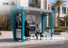 Modern Compact Bus Shelter with Advertising Light Box and Glass Side Panels