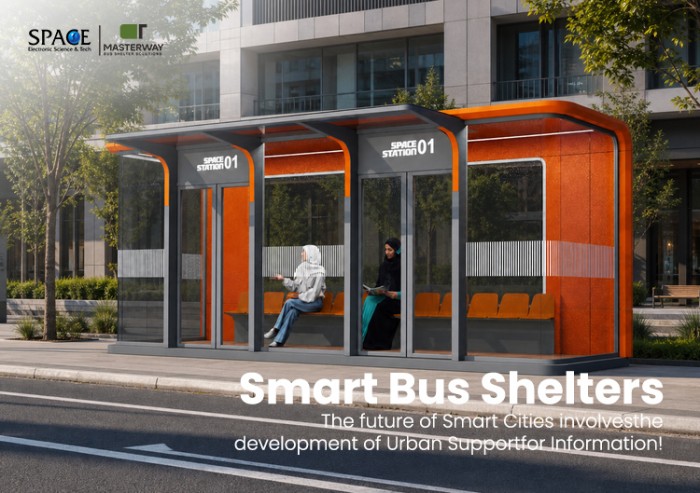 Enclosed Smart Bus Shelter with Glass Waiting Room