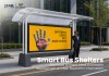 Modern Bus Shelter with Large Advertising Billboard and Curved Transparent Canopy