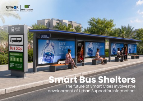 Long Modular Bus Shelter with Advertising Displays | Masterway