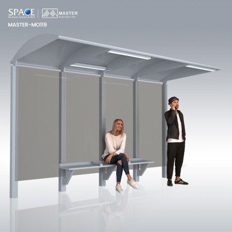 Outdoor Durable Single Sided Seated Shelter Stainless Steel Bus Shelter