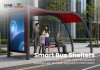 Modern Curved Roof Bus Shelter with Advertising Light Box and Glass Panel