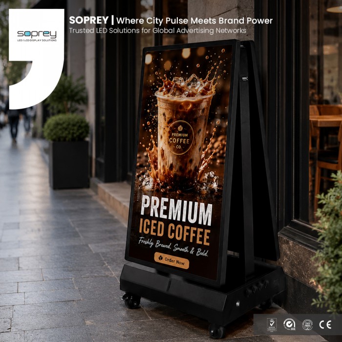 55 Inch Outdoor Double Sided LCD Poster Screen High Brightness Portable Digital Signage Display for Retail Advertising