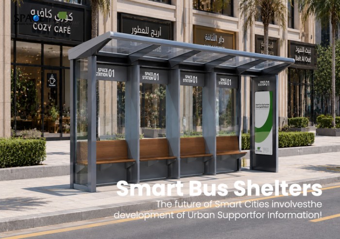 Modern Modular Bus Shelter with Tempered Glass Roof and LED Lighting | Masterway