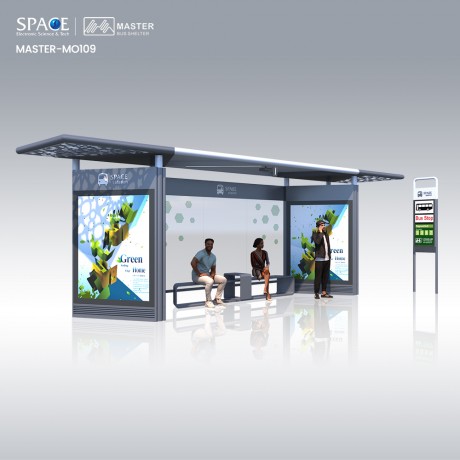 Simple Open Style Strong Steel Metal structure Bus Shelter with Bench for Passengers