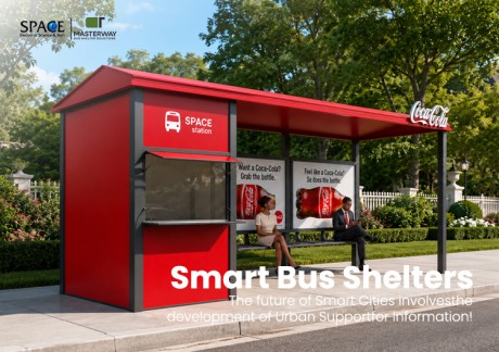 Bus Shelter with Retail Kiosk and Advertising Lightbox