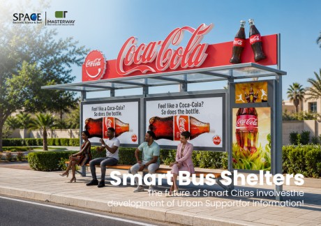 Advertising Bus Shelter with Glass Canopy and Backlit Poster Panels